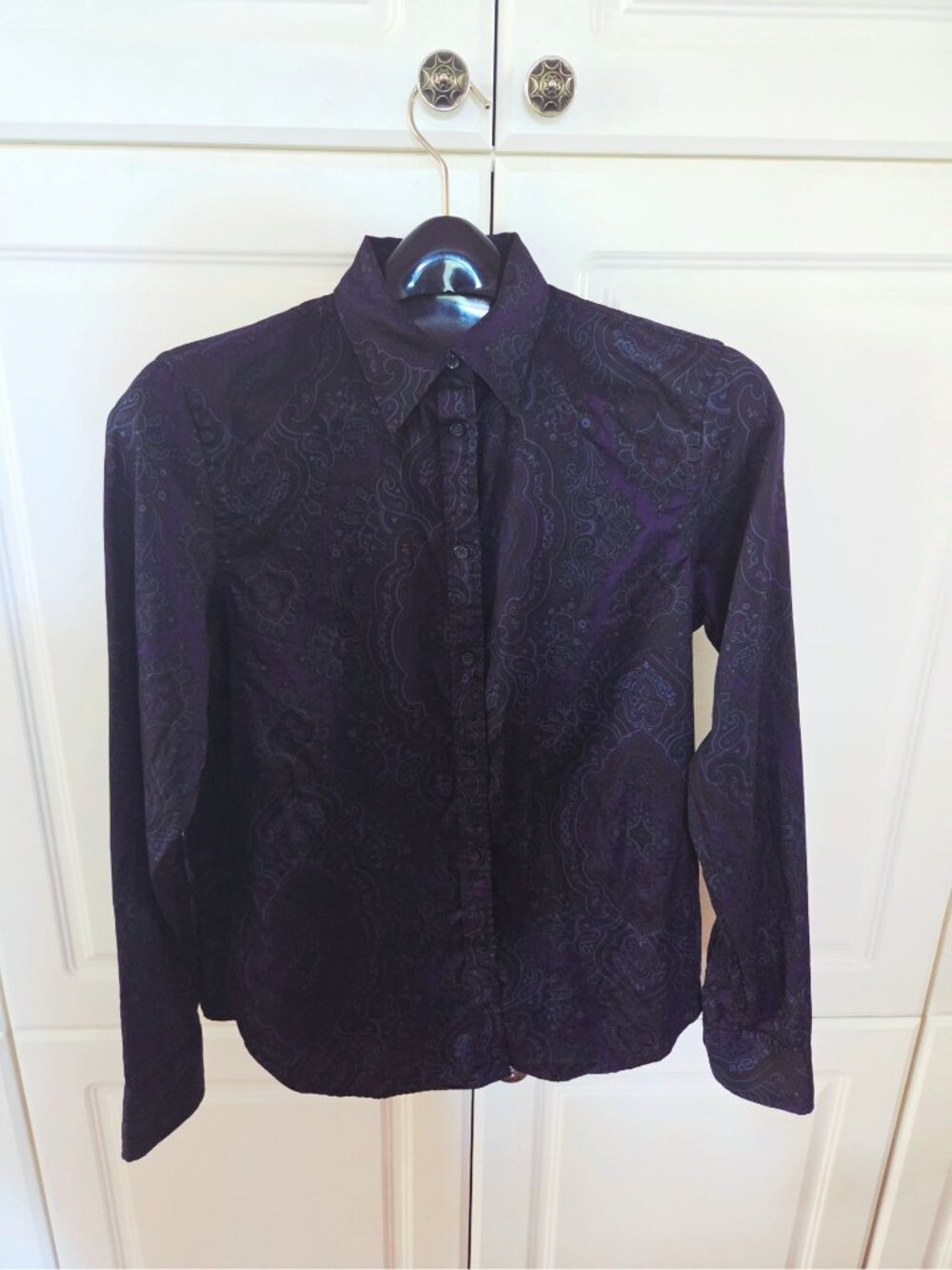 Lauren Ralph Lauren‎ Women's Small Paisley Shirt Button Down 100% Cotton